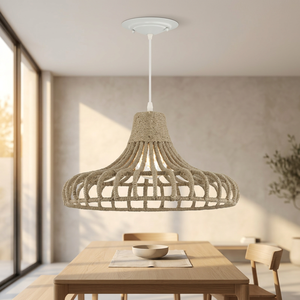 Lustre suspendu en bambou pour intérieur, LED, moderne, avec télécommande, lumière blanc chaud 2700K, fournisseurs d'usine - Product Image 4