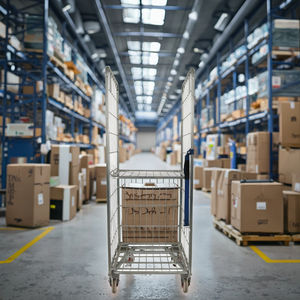 Vente en gros Chariot à roulettes logistique pour blanchisserie pliable galvanisé durable de grande capacité en acier et métal - Product Image 1