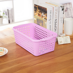 Plastic Storage <b>Basket</b> Rectangle White Pink Blue <b>Stackable</b> Desktop Organizer Office Bathroom Kitchen Use - Product Image 3