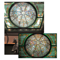 Plafond de dôme de vitrail dans la galerie d'art dôme de plafond d'éclairage de vitrail de soudure de mosaïque faite à la main pour la décoration intérieure