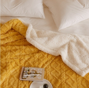 Blanket Polyester Solid-Color Soft Jacquard Carpet with <strong>Double</strong>-Sided Sherpa <strong>Fleece</strong> Plush Warm <strong>Sheets</strong> Cover Blanket - Product Image 1