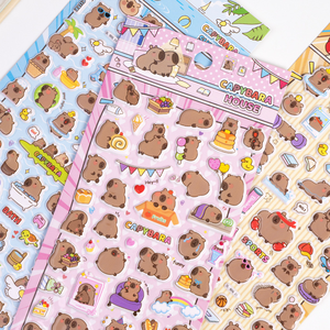 Autocollant gonflé SHANLE, motif animal de dessin animé Capybara, pour la vie quotidienne, en mousse amusante, bulle <span class=keywords><strong>Kawaii</strong></span>, décoration, cadeau pour enfants, doux et brillant - Product Image 3