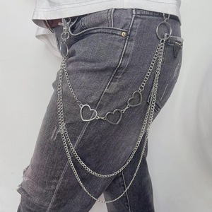 Heart Shape Metal Waist <b>Chain</b> Silver Color Hip Hop Style Daily Wear Fashion Body <b>Chain</b> Single Lap Design Tibetan Silver Material - Product Image 1