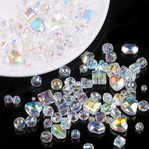 20 teil/beutel Polygon Glas Kristall Perle glänzend flache Perlen für Schmuck Herstellung Perlen Armbänder Zubehör Perlen Lieferanten Großhandel