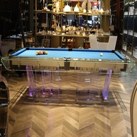 Table de billard de luxe moderne en verre transparent noir ardoise, 8 pieds, en verre cristal, pour la maison, directement de l'usine