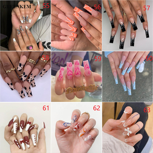 24 faux ongles en forme de cercueil, design dragon noir, <span class=keywords><strong>ballerine</strong></span> portable avec colle, pointes d'ongles complètes, ongles à presser - Product Image 5