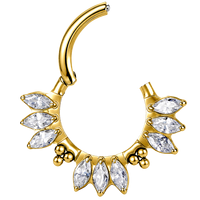 Anneau de septum en titane ASTM F136 avec placage PVD, zircone cubique, forme géométrique, pour Daith, nez, couronne, bijoux de piercing tendance