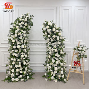 Arche florale en fleurs vertes naturelles pour décoration de mariage en plein air, nouveau design lisse - Product Image 2