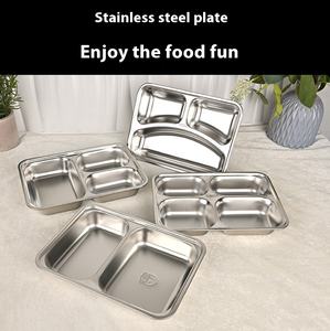 Aanpasbare Fastfood Dienblad Roestvrijstalen School Lunchdienblad 2/3/4 Verdeelde Compartimenten Dinerbord Ss/Pp Deksel - Product Image 5