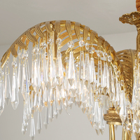 Lustre Pendentif en Cristal de Luxe Victorien, Lampe Décorative de Créateur Style Palais Français, en Laiton Antique, Collection Jewellerytop
