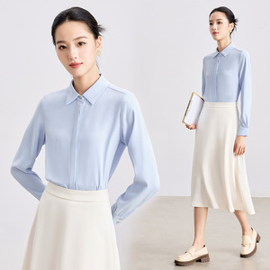 Women's Black Chiffon Blouse Long Sleeve Solid Color Office Wear Shirt For Commuting And Formal Occasions - Product Image 2