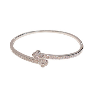 Korean Style <b>Bracelet</b> Gold Silver Flower Petal Micro Insert <b>Copper</b> Alloy Women's Wedding Jewelry Geometric Fashion Bangle - Product Image 5
