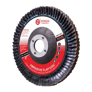 SongQi 4 Inch Vertical Flap Disc Grinding Wheel 100*16mm Aluminum Oxide Blue Flap Disc for Stainless Steel/Steel/Iron flap disc