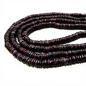 Perles en rubis naturel véritable de 6 mm, forme de pneu, lisses et simples, brin de 8 pouces de long - Product Image 1