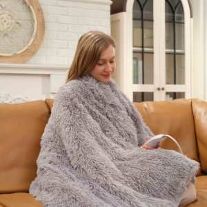 Coperta Elettrica Riscaldante di Alta Qualità in <span class=keywords><strong>Pile</strong></span> PV a Pelo Lungo, Lavabile in Lavatrice - Product Image 1