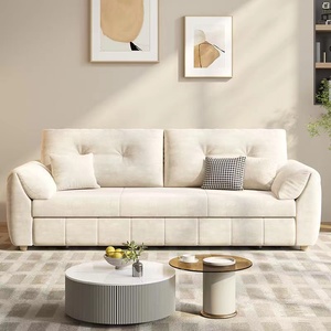 Convertible <strong>Sofa</strong> <strong>Bed</strong> with <strong>Air</strong> Storage - Cream Foldable Dual Use Sleeper for Space Saving - Product Image 1