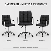 Chaise de bureau moderne en PU, pivotante, avec accoudoirs et base en métal chromé, idéale pour le bureau à domicile ou l'espace de travail – Vente en gros usine