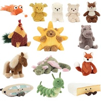 Ensemble complet de jouets en peluche douce et mignonne en velours, ours de Barcelone, dragon volant, animaux en peluche avec rembourrage en coton PP pour soulager le stress