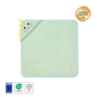 Serviette de bain à capuche 80x80cm 31x31in en polaire corail motif dinosaure, personnalisable, fabrication OEM, marque privée, achat en gros, CPC REACH OEKO-TEX