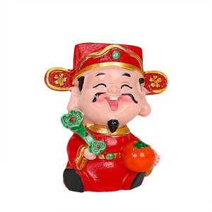 Figura de resina del Dios de la riqueza, diseño tradicional compacto para el Año Nuevo Chino, decoración del hogar, regalo - Product Image 3