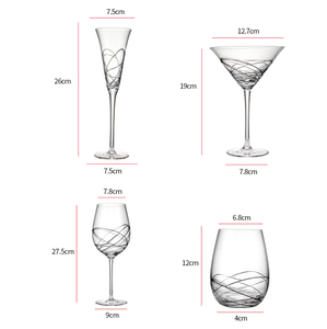 Copa de Vino de Cristal Grabada con Líneas Negras OEM, Copa de Primera Calidad sin Plomo para Uso Doméstico y Comercial - Product Image 5