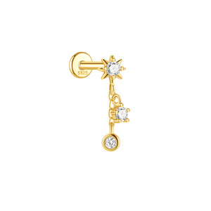 Piercing de cartilage à dos plat en argent sterling S925, bijou minimaliste pour l'oreille, vente en gros pour femmes - Product Image 5