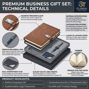 Coffret <span class=keywords><strong>Cadeau</strong></span> d'Entreprise Personnalisé : Carnet de Notes avec Étui à Cartes et Stylo, Logo Personnalisé, Couleur et Emballage sur Mesure - Product Image 3