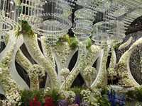 Décoration de Luxe Personnalisée pour Mariage, Scène d'Événement, Structure en Fer, Décoration de Fond de Plafond, Arche en Acrylique Fleurie