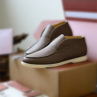 Mocassins Homme Mi-hauts en Cuir Véritable à Enfiler Style Old Money Chaussures de Conduite de Luxe Designer