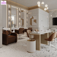 Ensemble de table et de chaises de manucure Speway, luxe, double place, plateau en marbre blanc, fournitures pour ongles usagées