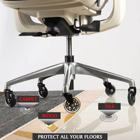Roue pivotante transparente en PU de 3 pouces pour chaise de bureau, meubles