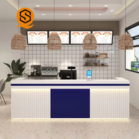Comptoir de bar d'angle en forme de L, comptoir de bar en bois pour pâtisserie, café, dessert, comptoir de réception personnalisé pour magasin de jus