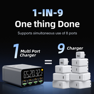 شاحن <span class=keywords><strong>USB</strong></span> C متعدد المنافذ 80 واط 8 منافذ شحن سريع من أجل ، مع شحن لاسلكي لأجهزة الكمبيوتر المحمول والكمبيوتر الشخصي والوسادات والهواتف - Product Image 5