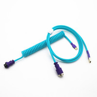 Kabel Data USB Tipe C buatan tangan Premium kabel Keyboard melingkar USB Spiral Aviator hitam GX16