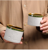Tasse à café en céramique MSH de style moyen-oriental, motif chameau et palmier en relief, glaçure colorée, tasse à expresso pour café