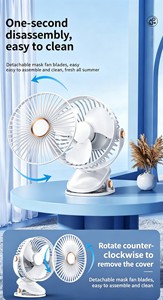 Ventilador de Clip Recargable por USB, Silencioso, con Rotación de 720°, Diseño Desmontable y Lavable, Luz Nocturna para Coche, Hogar, Oficina y Uso en Exteriores - Product Image 2