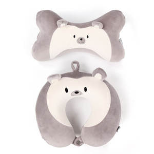 Coussin de voyage en mousse à mémoire de forme en forme de U, motif animal mignon, en velours, pour le soutien du cou, pour adultes, pour la sieste en voiture, ensemble de coussins pour siège - Product Image 1