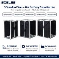 Rack SMT ESD pour circuits imprimés avec réglage de la bande, 355x320x563mm, certifié RoHS, 10^4-10^6 Ohm