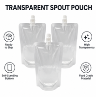 Sachet Doypack transparent personnalisé de 350 ml avec bec verseur, qualité alimentaire, imprimé en héliogravure, pour l'emballage de vodka, eau minérale et bière, expédition immédiate