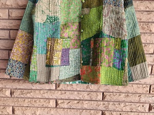 Multi-Colour Flower Printed Handmade Cotton Patchwork Quilted Jacket Indian Block Print, Boho Style for Women Winter Coat - Product Image 4