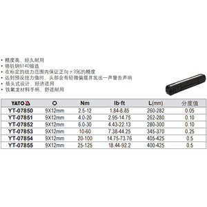 Llave Dinamométrica Ajustable Eertuo de 1/2 Pulgada, Acero al Cromo Vanadio, Herramienta de Reparación Automotriz YT-07850 - Product Image 2