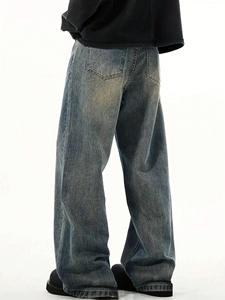 <span class=keywords><strong>Jeans</strong></span> Baggy Unisexe Vintage de Haute Qualité pour Hommes, Coupe Droite Ample, Taille Plus, Style Hip Hop Streetwear – Vente en Gros - Product Image 2