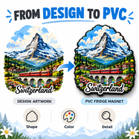 Aimant de réfrigérateur Matterhorn Suisse en PVC souple, aimant en caoutchouc personnalisé, aimant de réfrigérateur avec l'image des Alpes, souvenir cadeau