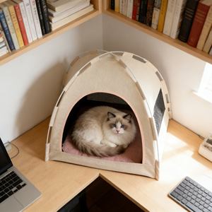 Lussuosa <span class=keywords><strong>Tenda</strong></span> Letto Rotonda Pop-up per Gatti con Morbido <span class=keywords><strong>Velluto</strong></span> Caldo per un Sonno Accogliente e uno Stile <span class=keywords><strong>di</strong></span> Vita all'Aperto Elegante - Product Image 1