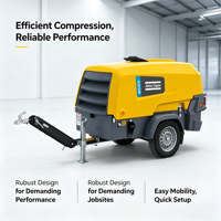 Compresseur d'air mobile Atlas Copco XAS78 7 bars avec 160 CFM, 100 psi, lubrifié, état neuf, moteur diesel pour l'exploitation minière