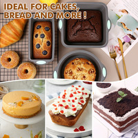 Set Loyang Silikon Anti Lengket Termasuk Loyang Bulat, Persegi, dan Persegi Panjang untuk Kue, Brownies, Kue Keju, dan Roti