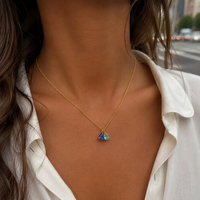 Collier ovale en or avec pierre précieuse péridot vert facetté, chaîne à quatre griffes en forme de goutte, bijou statement pour femme