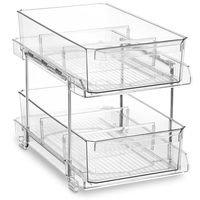 2 Tier Clear Organizer mit Trennwänden Mehrzweck-Ausziehbarer Aufbewahrung behälter Badezimmer-Waschtisch-Organisation stablett