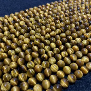 Bracelet élastique de Yoga en perles naturelles, pour la fabrication de bracelets, bijoux fantaisie avec des yeux de tigre, couleur jaune,