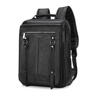 Laptop <b>Backpack</b> 15-Inch Waterproof PU Business Travel Bag Unisex Solid Color Contrasting Stitching Spring 2024 - Product Image 2